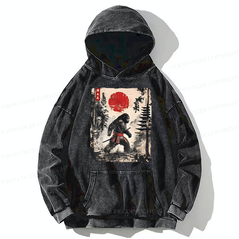 Tokyo-Tiger Japanese Samurai Bigfoot Washed Hoodie