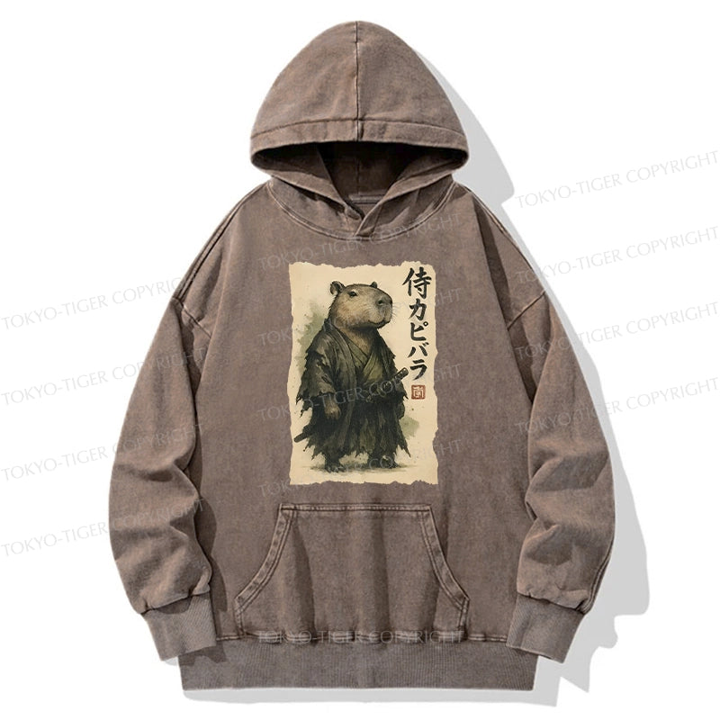 Tokyo-Tiger Capybara Samurai Washed Hoodie