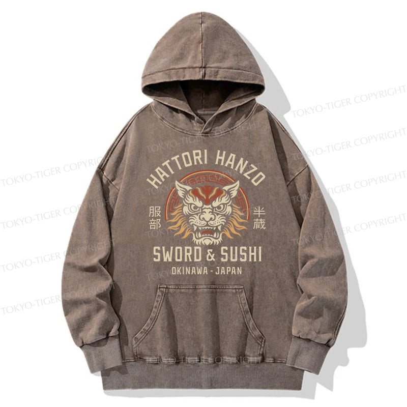 Tokyo-Tiger Hattori Lion Japanese Samurai Washed Hoodie