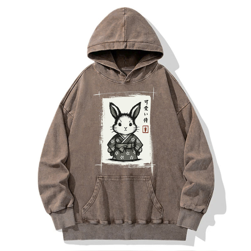 Tokyo-Tiger Woodcut Bunny Washed Hoodie