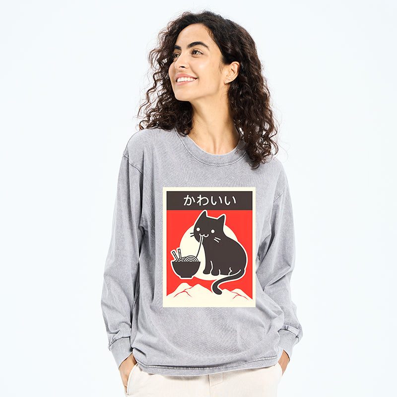 Tokyo-Tiger "Kawaii" Vintage Style Japenese Ramen Cat Sweatshirt