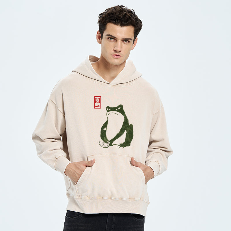 Tokyo-Tiger Woodblock Print Frog Washed Hoodie