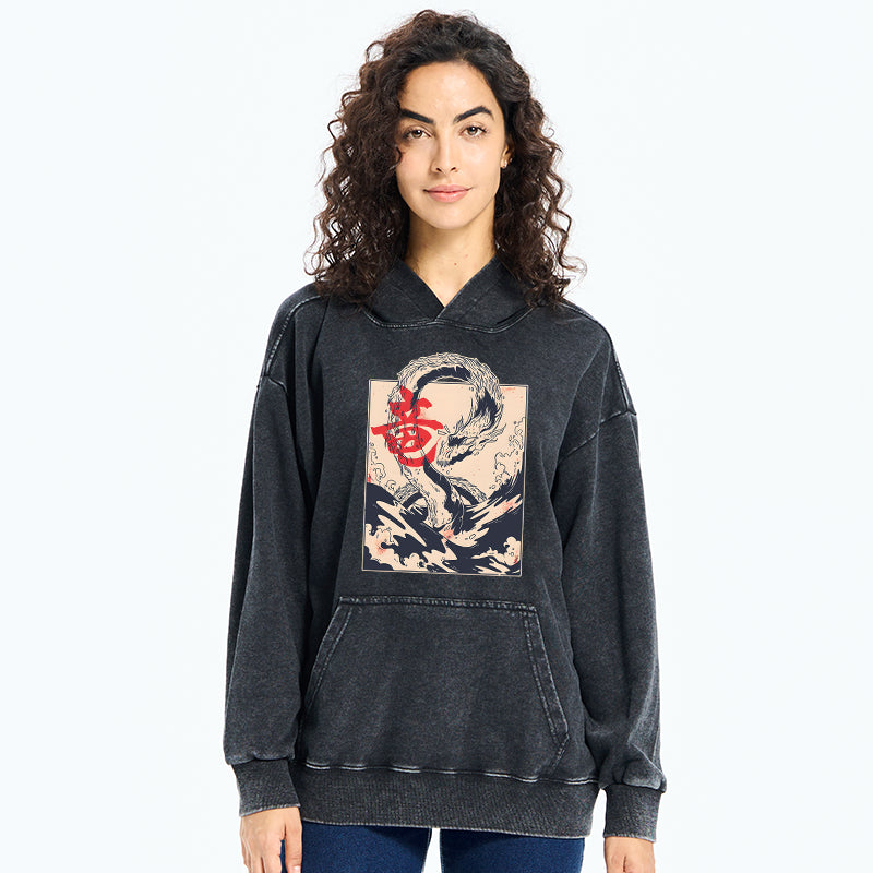 Tokyo-Tiger Sea Dragon Japanese Washed Hoodie