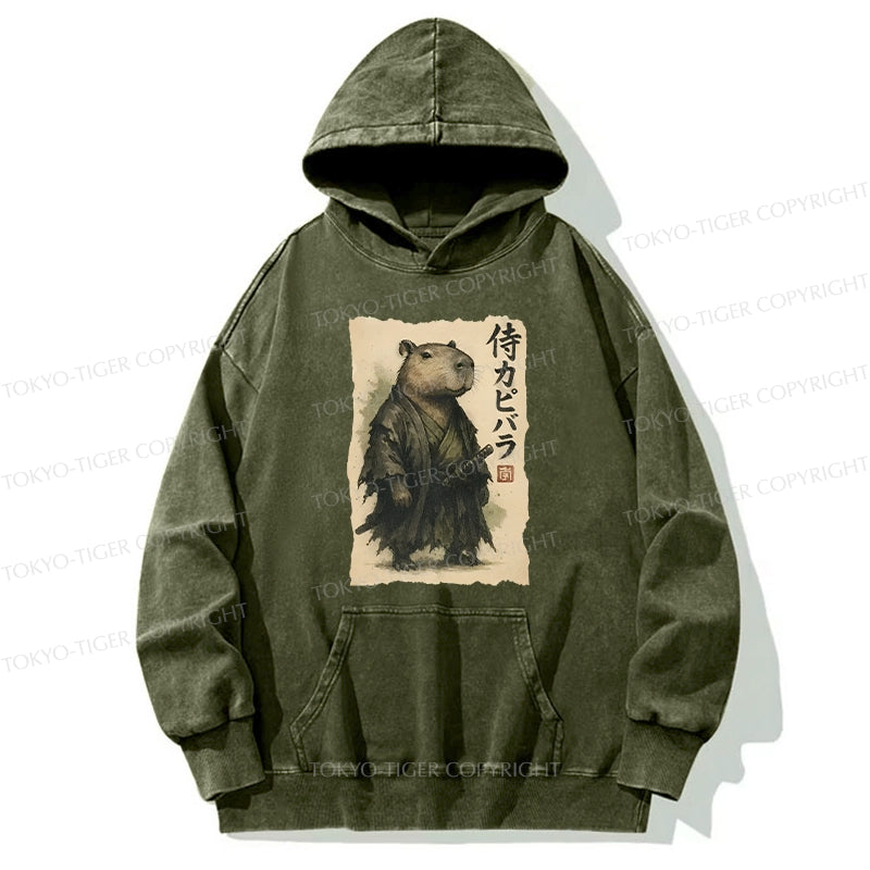 Tokyo-Tiger Capybara Samurai Washed Hoodie