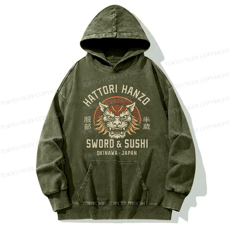 Tokyo-Tiger Hattori Lion Japanese Samurai Washed Hoodie