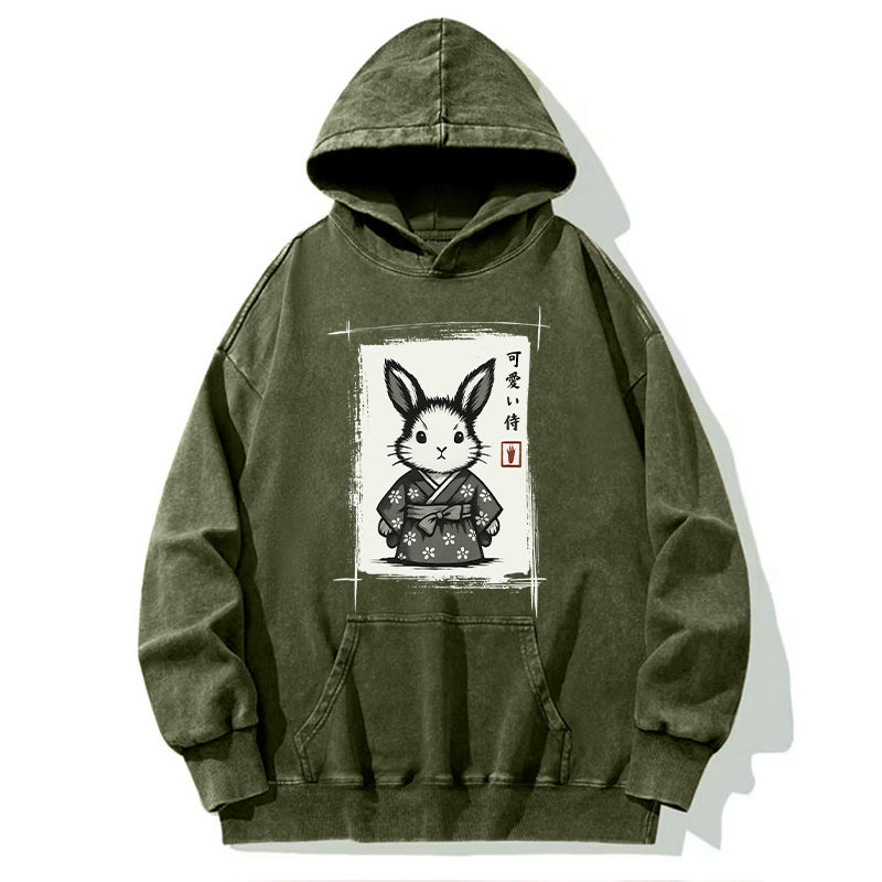Tokyo-Tiger Woodcut Bunny Washed Hoodie