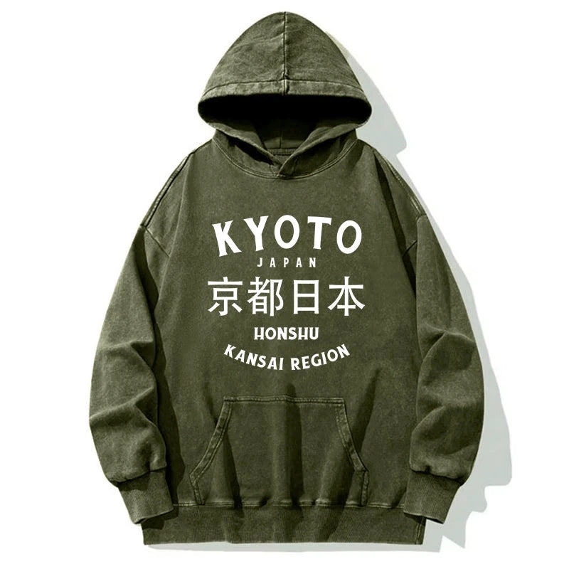Tokyo-Tiger Kyoto Japan Kanji Washed Hoodie
