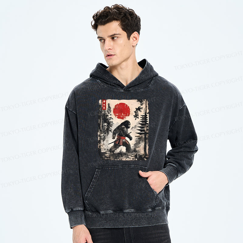Tokyo-Tiger Japanese Samurai Bigfoot Washed Hoodie