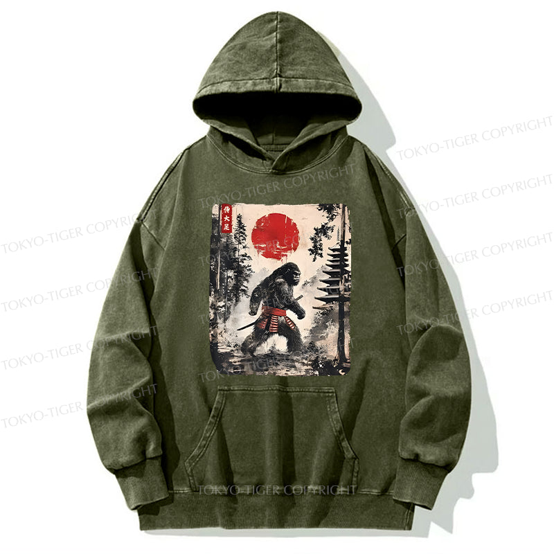 Tokyo-Tiger Japanese Samurai Bigfoot Washed Hoodie
