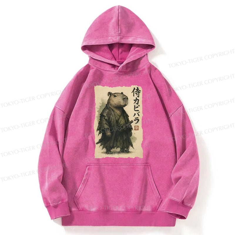 Tokyo-Tiger Capybara Samurai Washed Hoodie