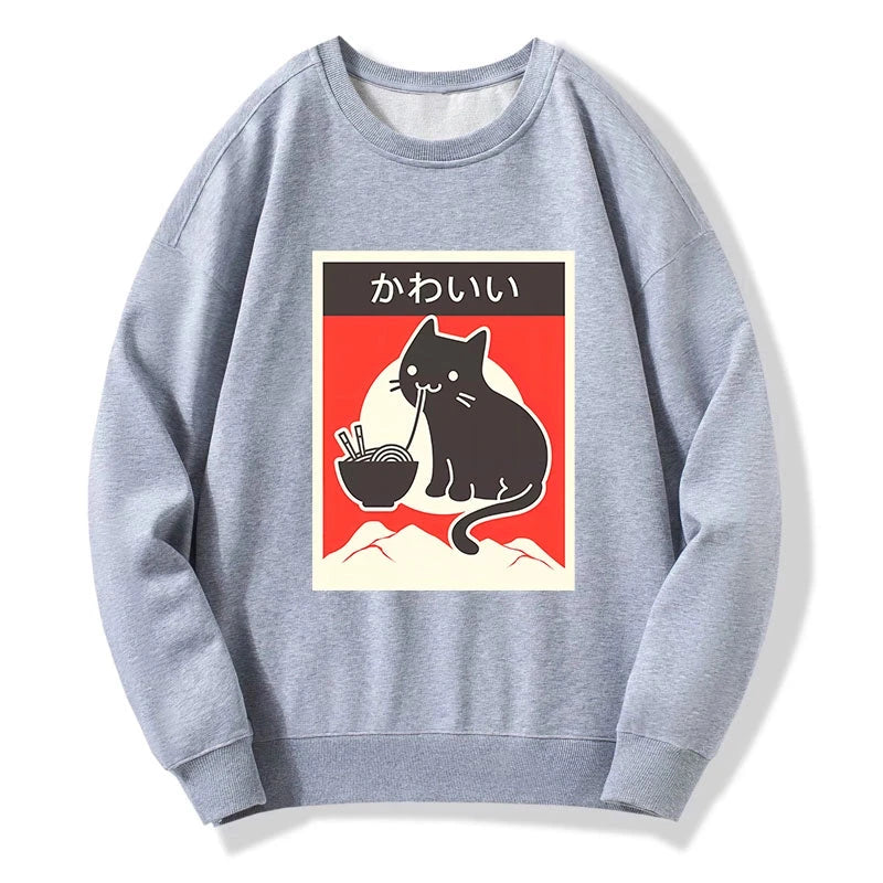 Tokyo-Tiger "Kawaii" Vintage Style Japenese Ramen Cat Sweatshirt