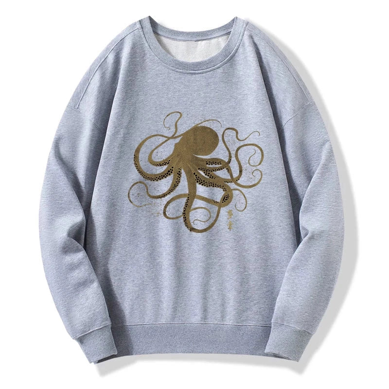 Tokyo-Tiger Octopus Japanese Gold Print Tattoo Sweatshirt