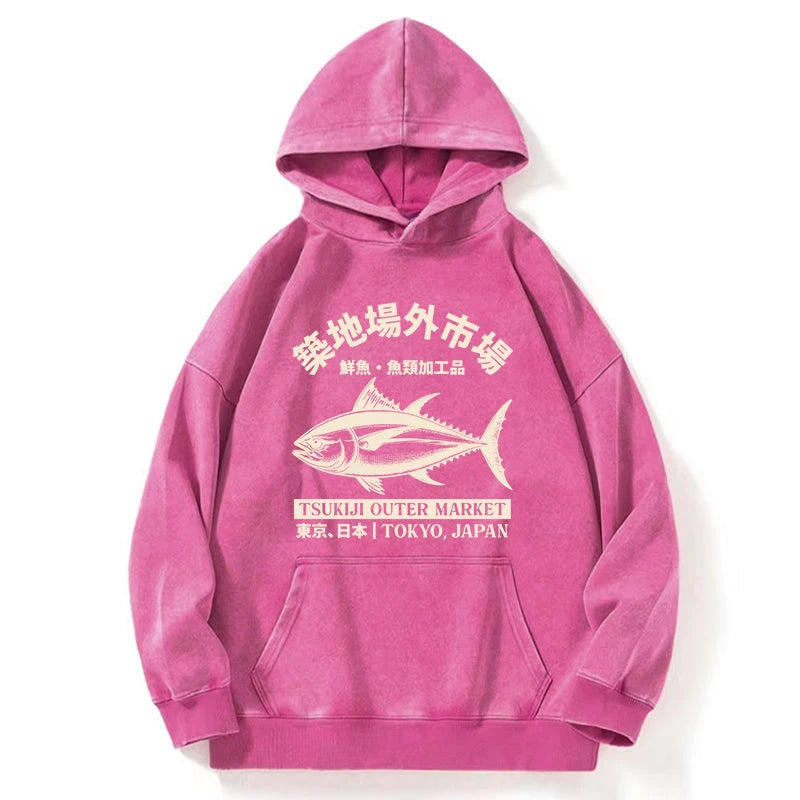 Tokyo-Tiger Japan Tsukiji Fish Market Washed Hoodie