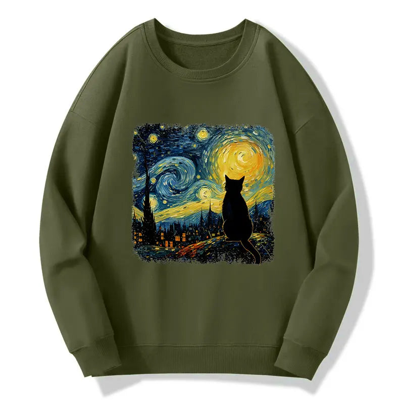 Tokyo-Tiger The Starry Night Cat Classic Sweatshirt