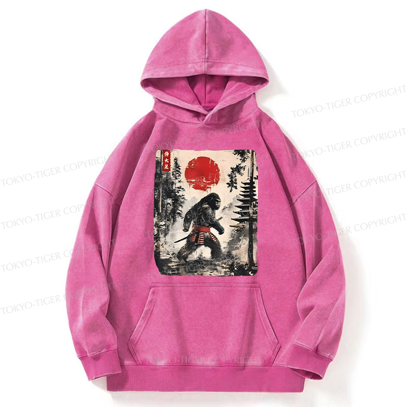 Tokyo-Tiger Japanese Samurai Bigfoot Washed Hoodie