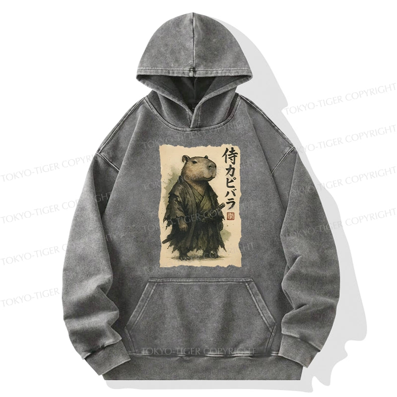 Tokyo-Tiger Capybara Samurai Washed Hoodie