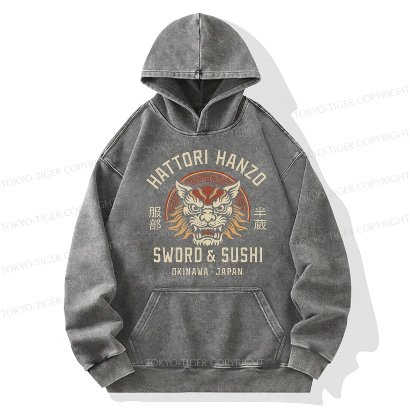 Tokyo-Tiger Hattori Lion Japanese Samurai Washed Hoodie