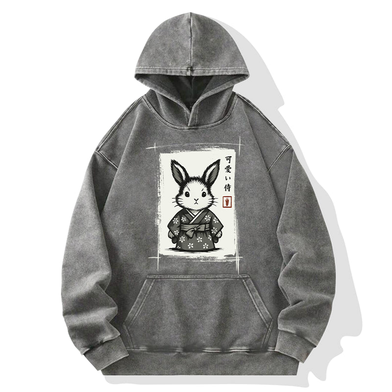 Tokyo-Tiger Woodcut Bunny Washed Hoodie