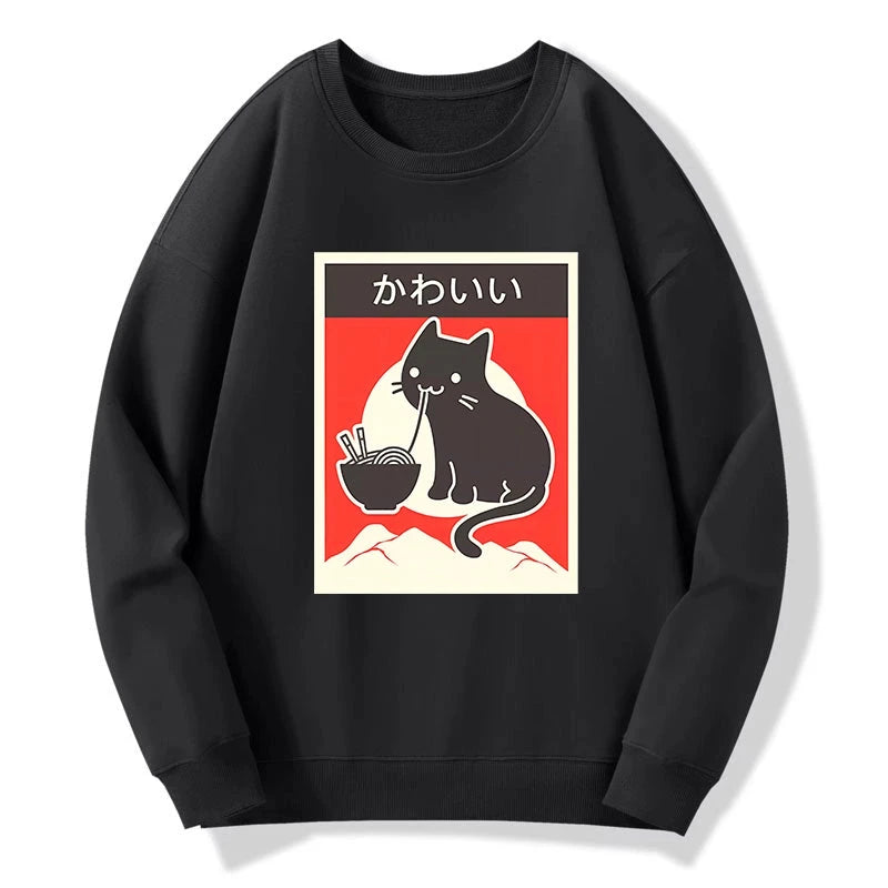 Tokyo-Tiger "Kawaii" Vintage Style Japenese Ramen Cat Sweatshirt