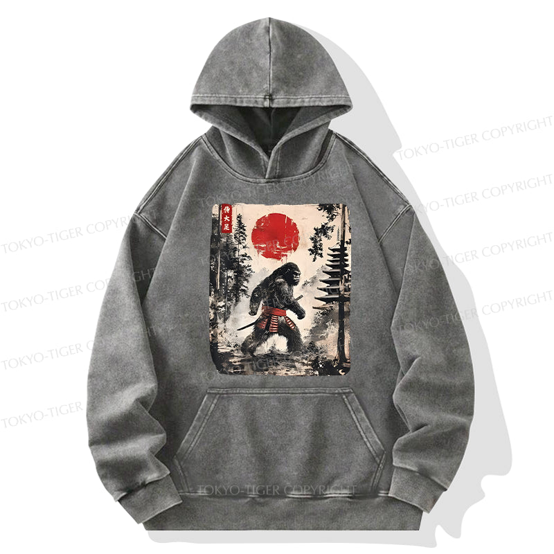 Tokyo-Tiger Japanese Samurai Bigfoot Washed Hoodie