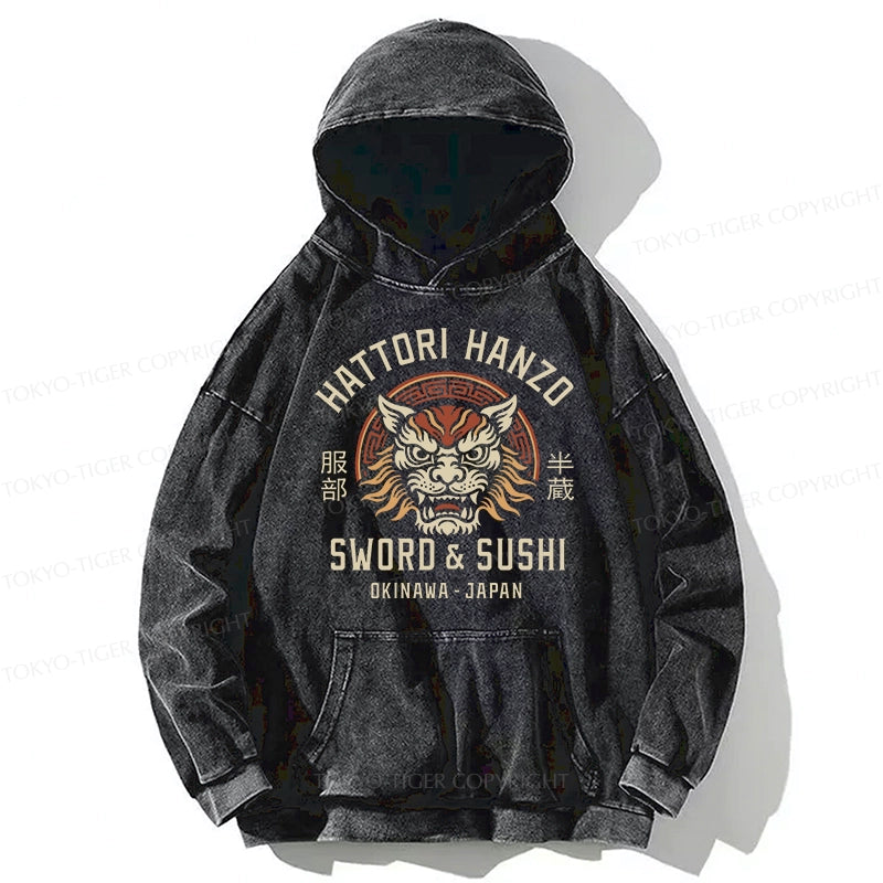 Tokyo-Tiger Hattori Lion Japanese Samurai Washed Hoodie