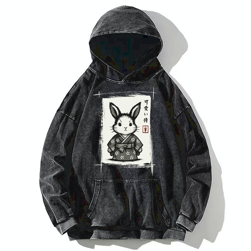 Tokyo-Tiger Woodcut Bunny Washed Hoodie