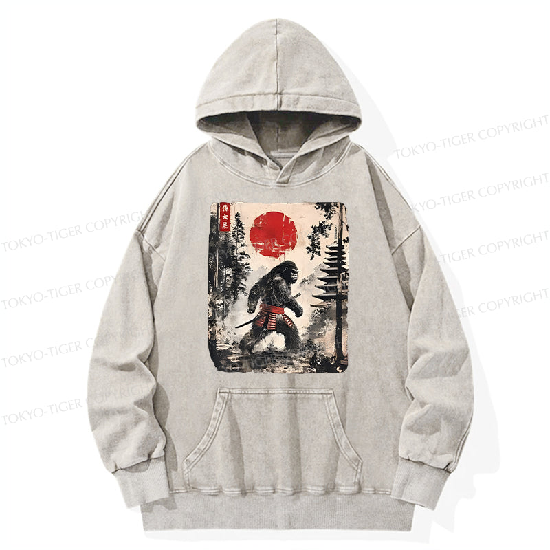 Tokyo-Tiger Japanese Samurai Bigfoot Washed Hoodie