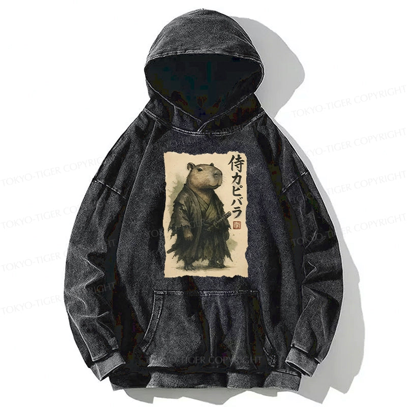 Tokyo-Tiger Capybara Samurai Washed Hoodie