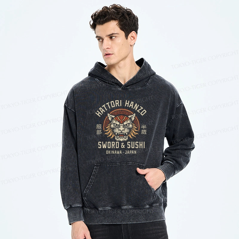Tokyo-Tiger Hattori Lion Japanese Samurai Washed Hoodie