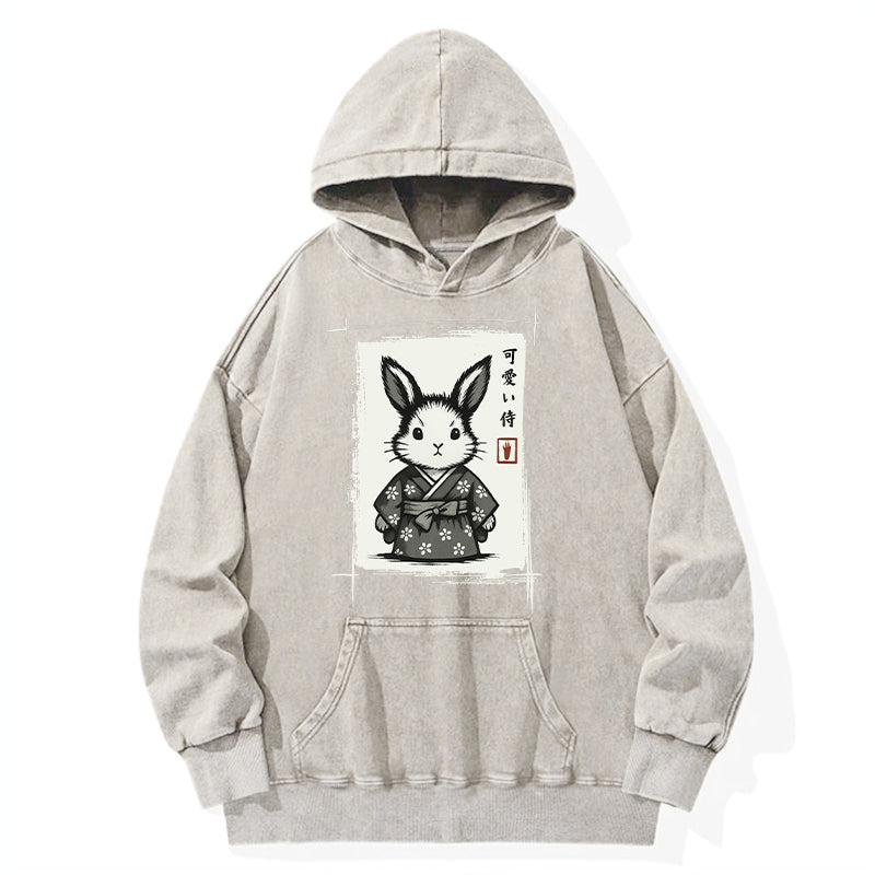 Tokyo-Tiger Woodcut Bunny Washed Hoodie