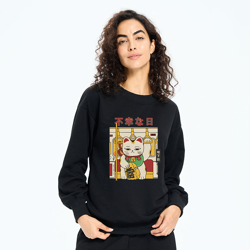 Tokyo-Tiger Lucky Cat Who Doesn't Want To Work Sweatshirt