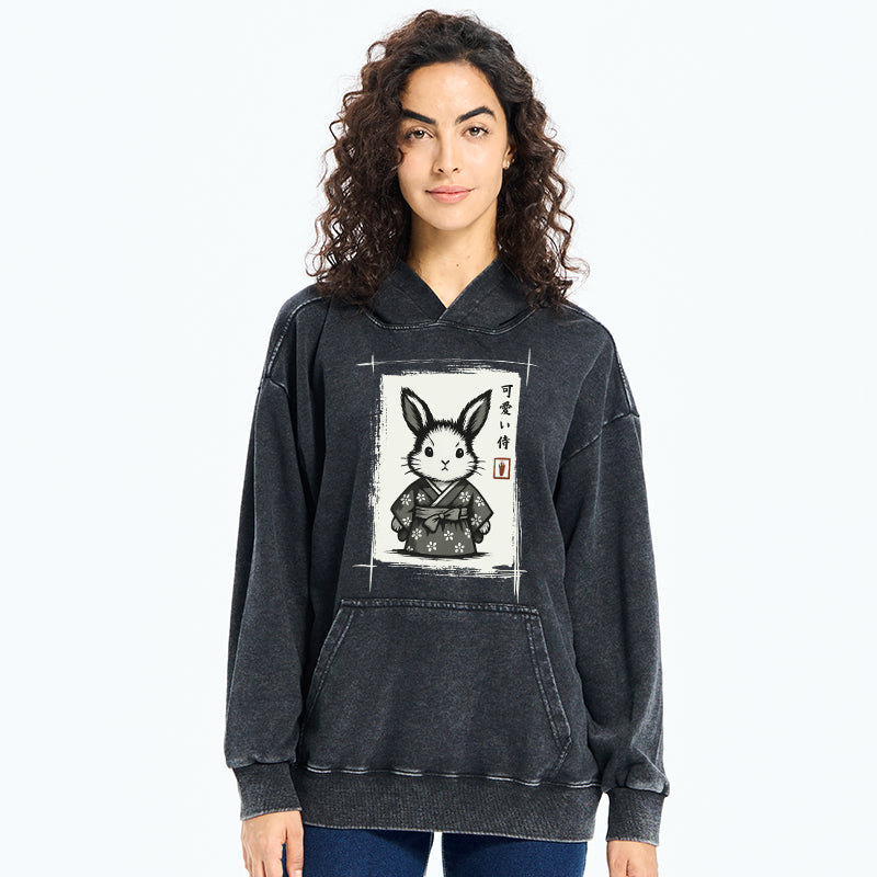 Tokyo-Tiger Woodcut Bunny Washed Hoodie