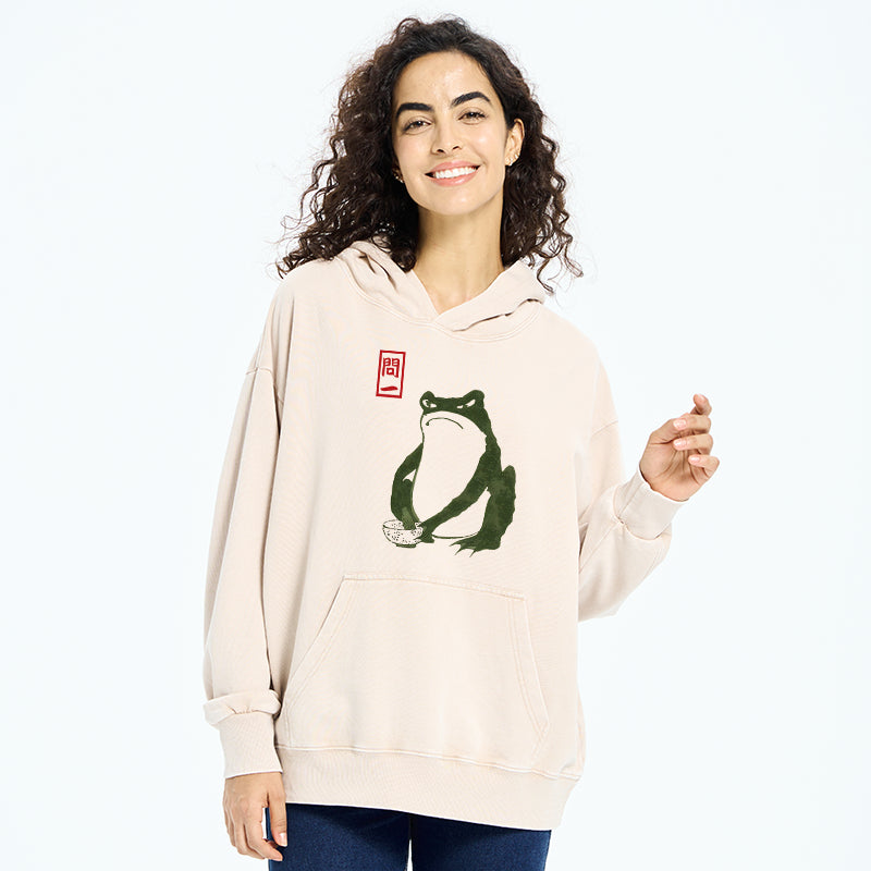 Tokyo-Tiger Woodblock Print Frog Washed Hoodie