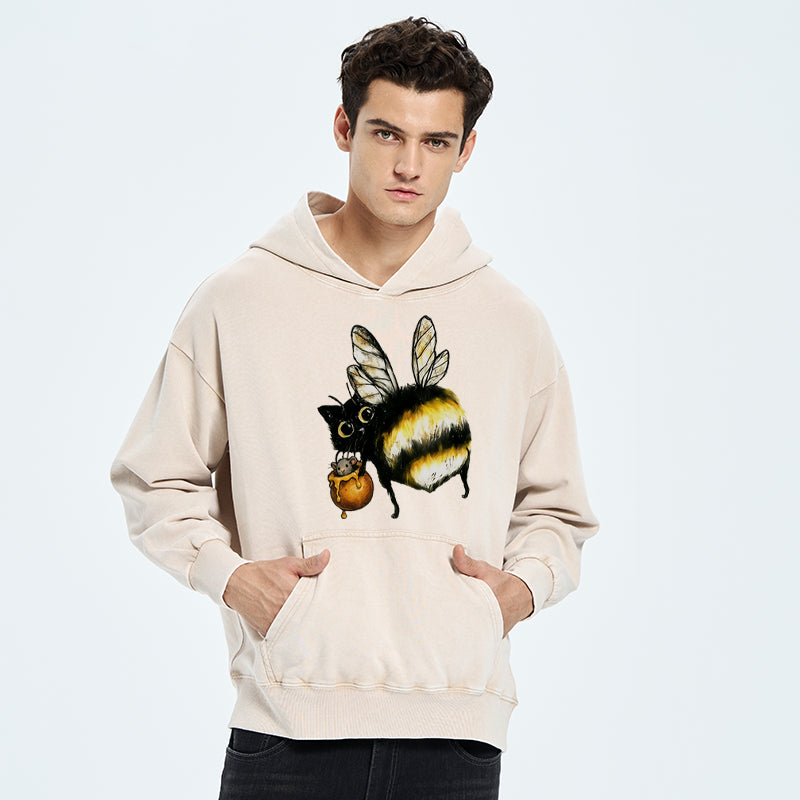 Cute Catbee Butt Washed Hoodie