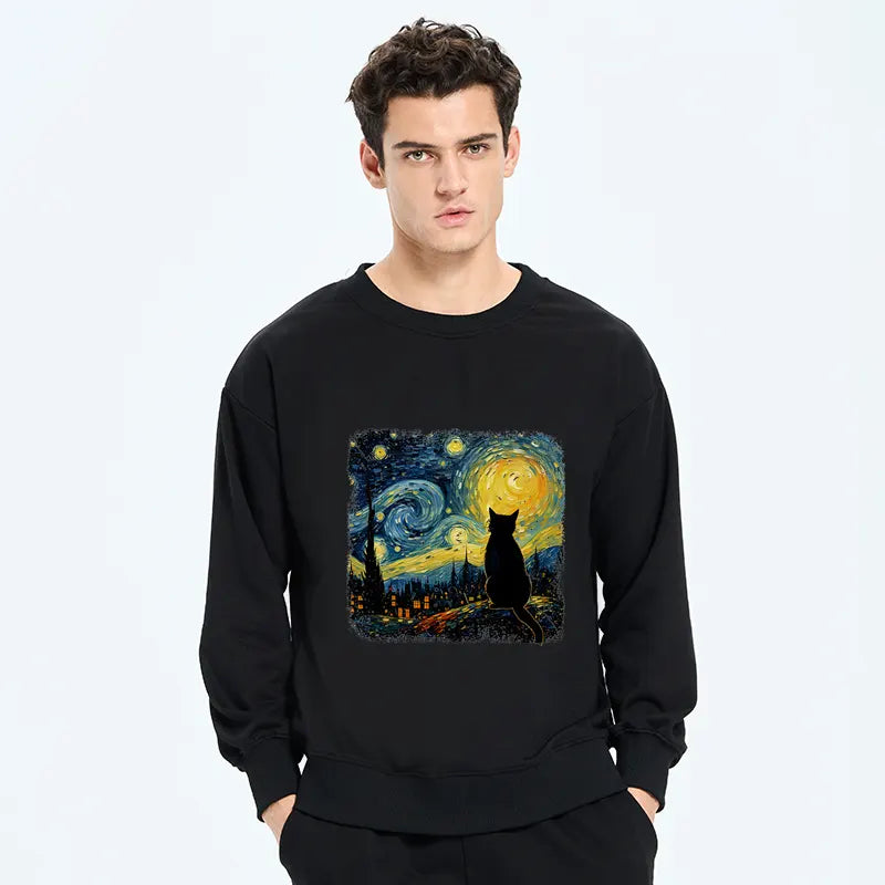 Tokyo-Tiger The Starry Night Cat Classic Sweatshirt